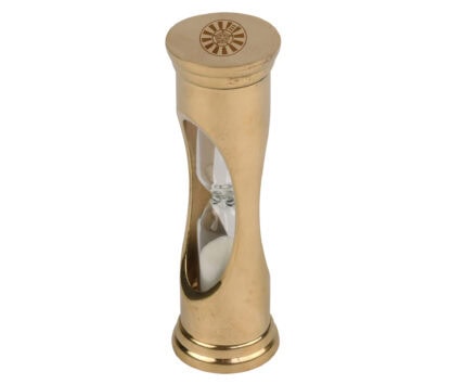 Timeglas i messing med logo